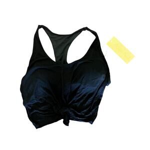 NWT Niyama Sol Tie tank bra black crop top with built in bra Noir sz L/XL yoga